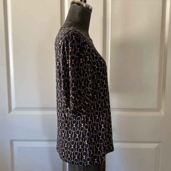 Lauren Ralph Lauren Equestrian Horse Bit Knit Top Navy Gold M - Picture 4 of 8